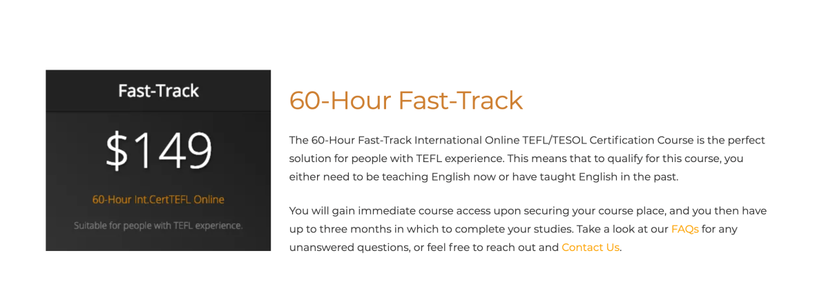 TEFL Online Pro 60-Hour Fast-Track certification course.